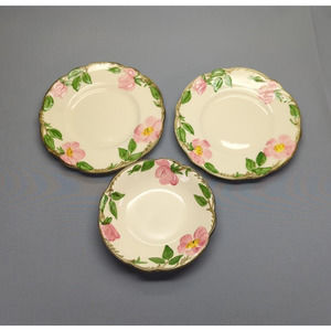 Franciscan Saucer Desert Pink Rose Two 6.5" & One 5.25" Desert Plate USA Made